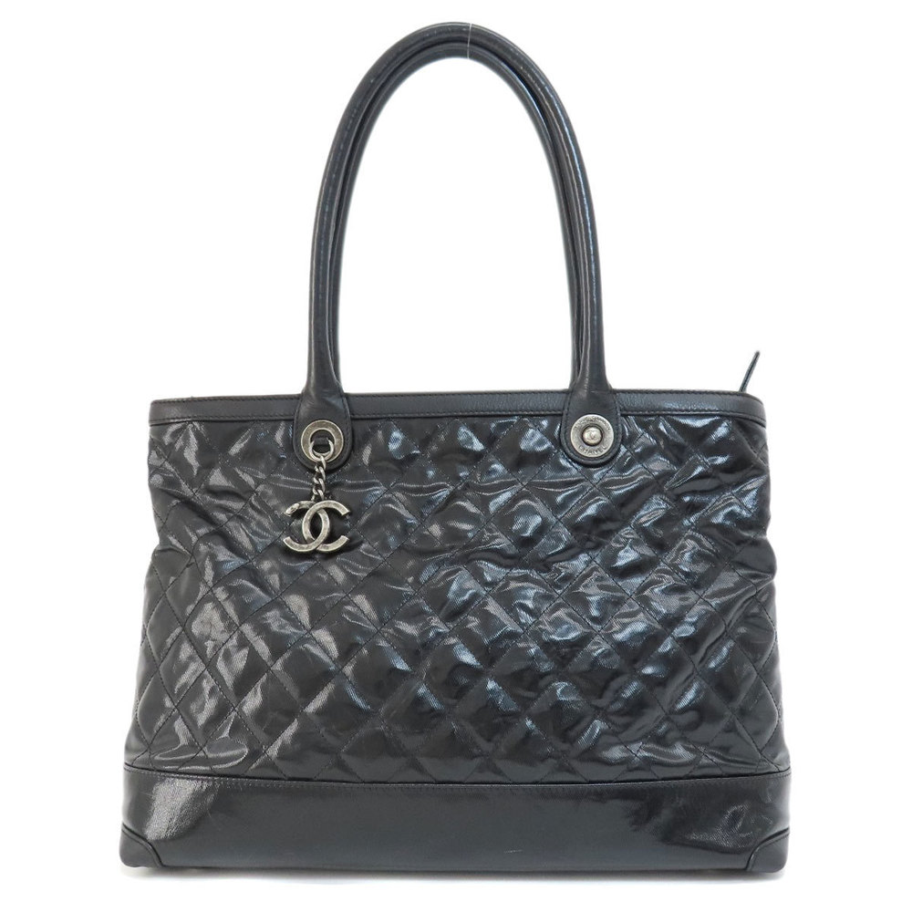Chanel Matelasse Silver Metal Fittings Tote Bag Patent Leather